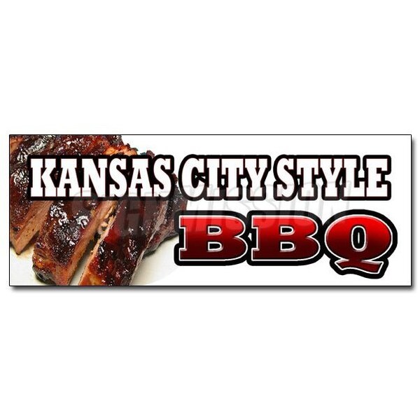 Signmission KANSAS CITY STYLEBBQ DECAL sticker beef brisket ribs pork barbque open, D-12 Kansas City Style BBQ D-12 Kansas City Style BBQ - main
